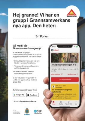 Information om ny grupp för brf porten i appen för gransamverkan